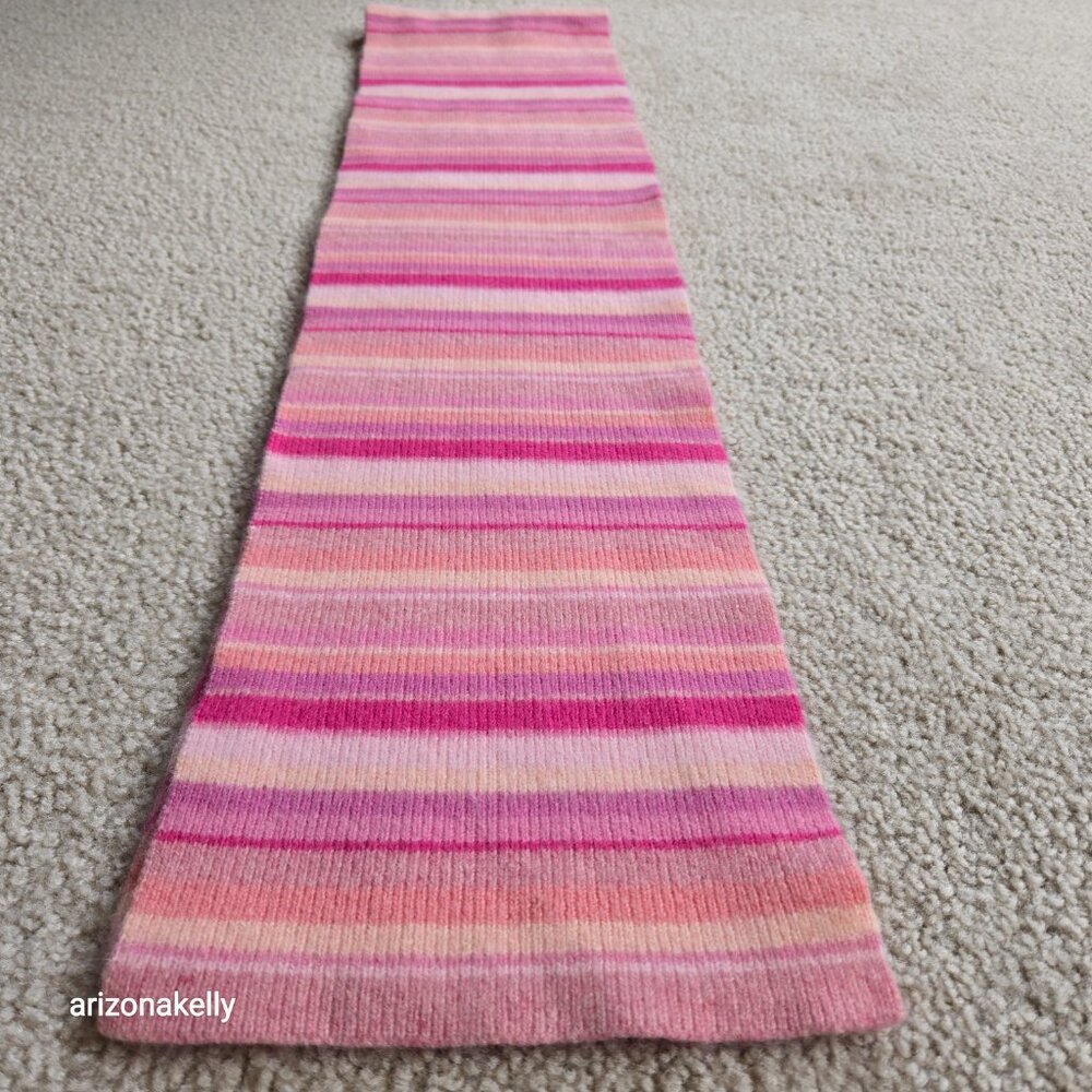 Ralph Lauren Wool Knit Scarf Pink Stripes - Picture 7 of 9